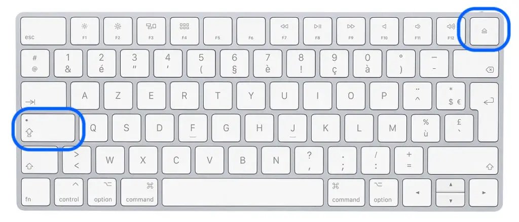 teclas del teclado expulsar disco bloqueo de mayúsculas Macbook Air