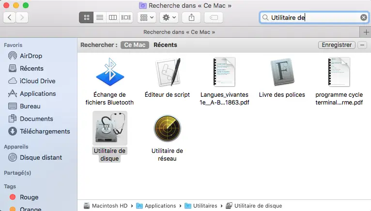 utilitaire de disque Macbook