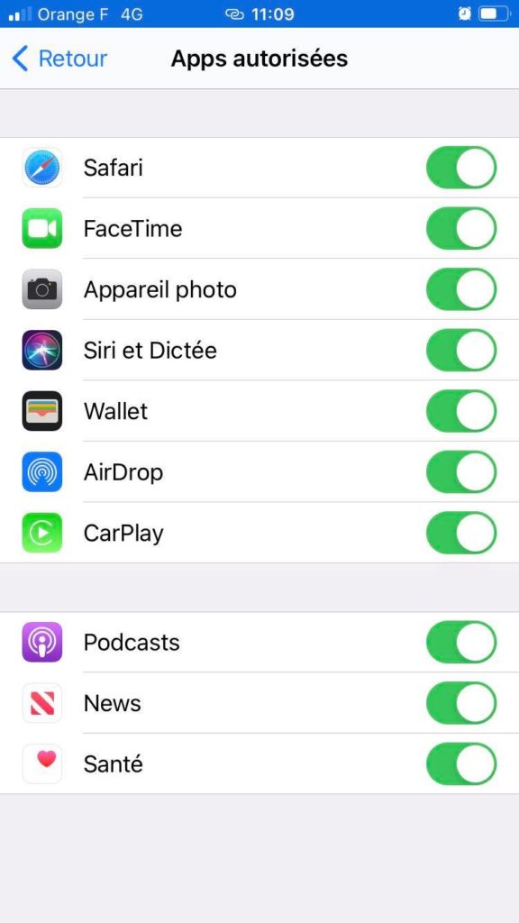 apps autorisées iphone