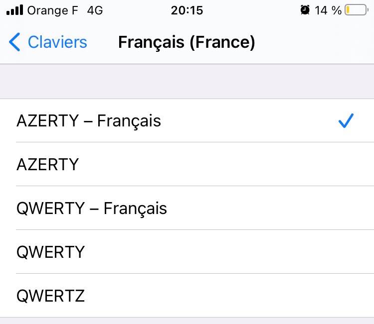clavier iphone azerty qwerty