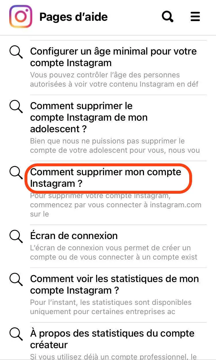 comment supprimer un compte instagram ios