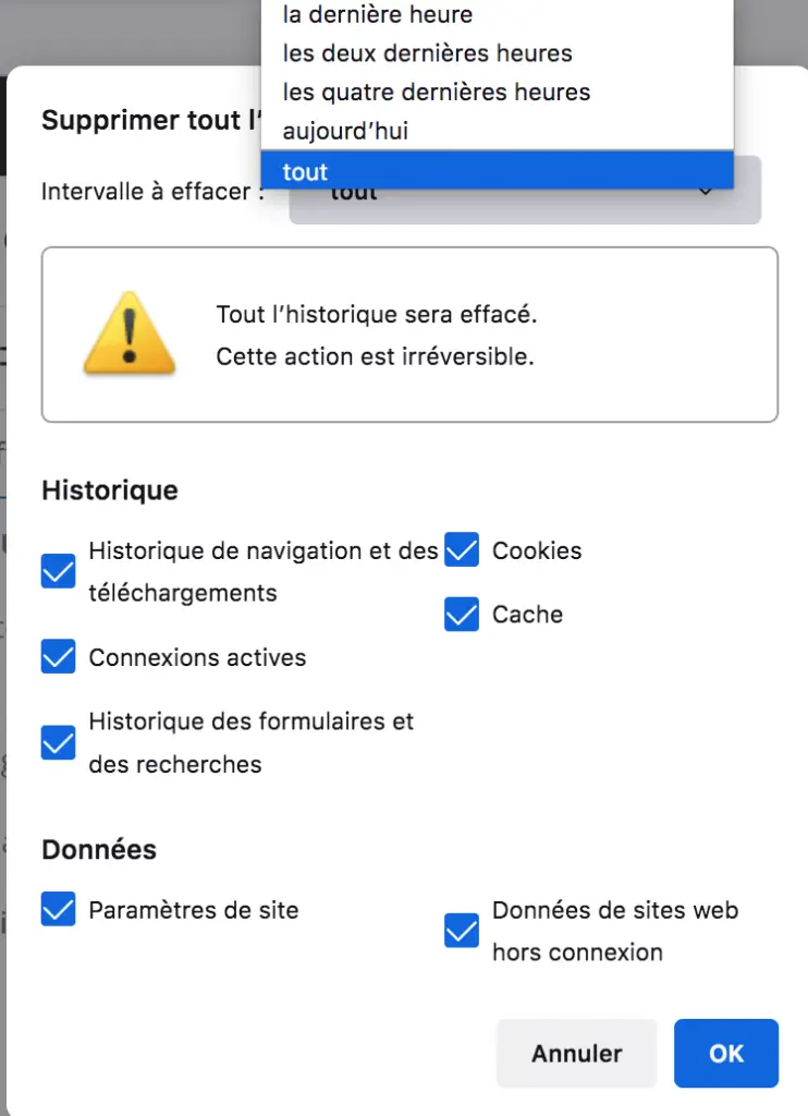 supprimer historique firefox macbook air